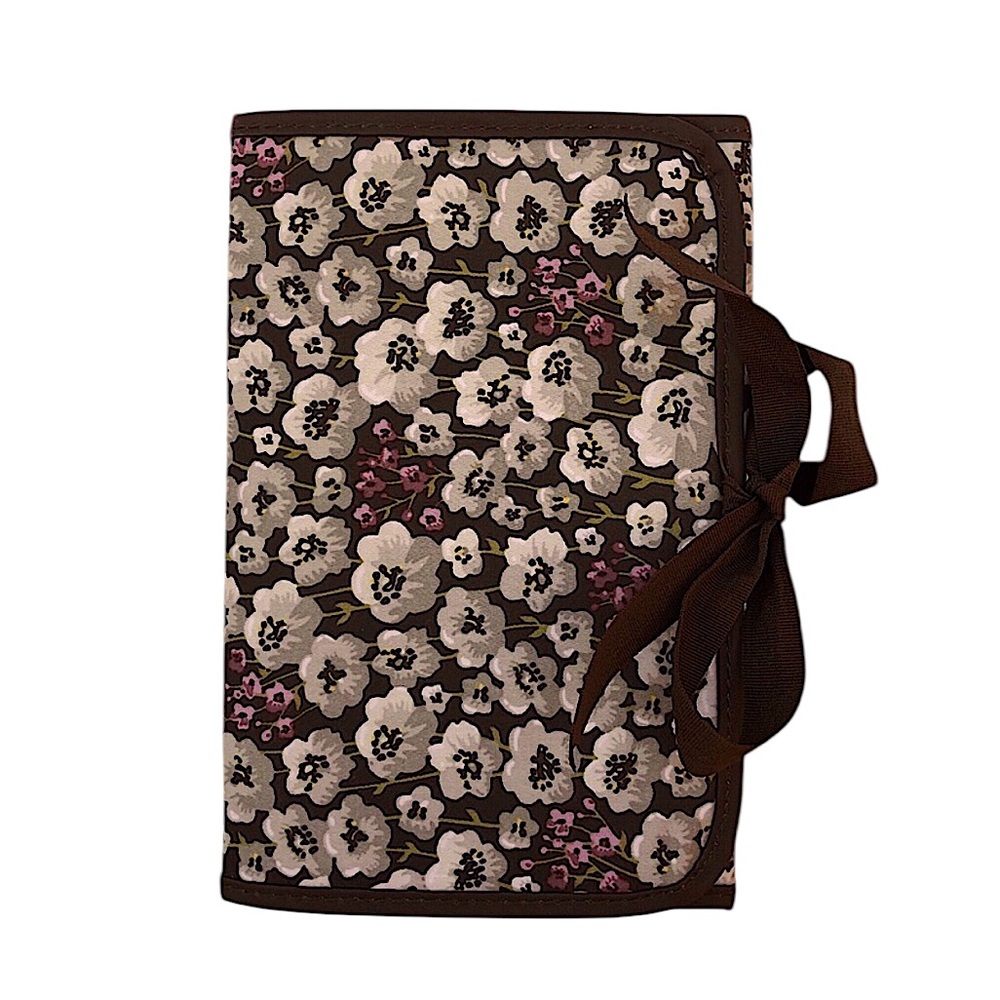 Thirty One Nylon Brown Pink Floral Foldable Organizer Cottagecore Chic